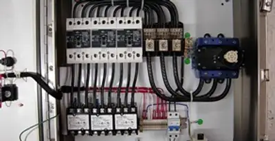 Electrical panel installation with organized circuit breakers and wiring in Bellevue, NE