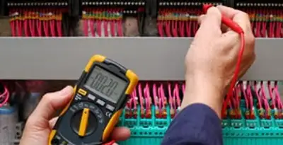 electrical service showing professional testing and troubleshooting of electrical panel by licensed electricians in Bellevue, NE