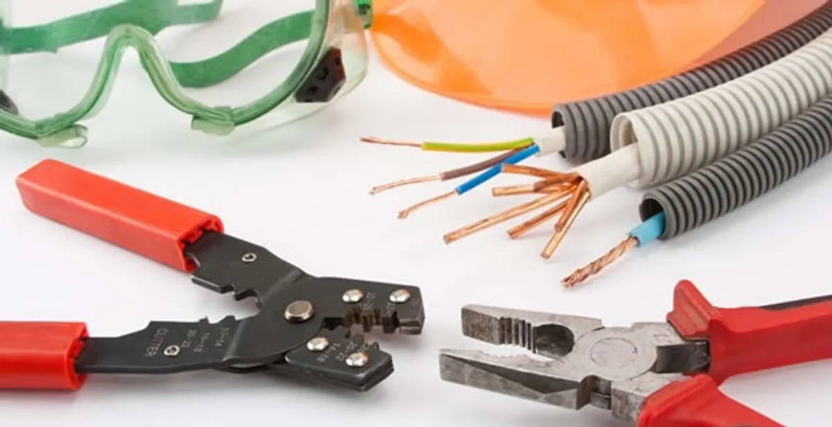 Electrical wiring repair with professional tools and safety equipment in Offutt A F B, NE