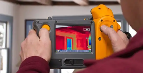 home energy audit service capturing thermal readings to analyze insulation and electrical efficiency in Bellevue, NE