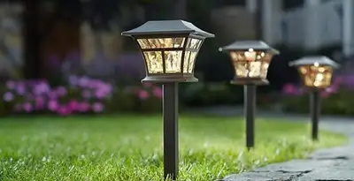 landscape lighting installation services with professionally installed pathway lights in Bellevue, NE