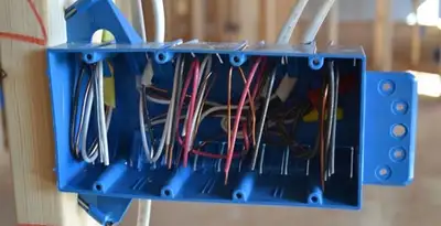 new construction wiring installation featuring electrical boxes and cable routing by expert electricians in Bellevue, NE